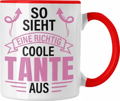 Produktbild von Trendation - Tante Geschenk Tasse Lustig So Sieht Eine Richtig Coole Tante Aus Geschenkidee Spruch (Rot)