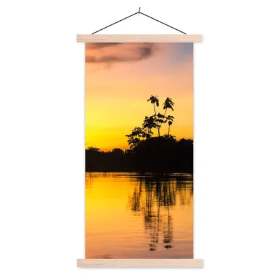 Produktbild von MuchoWow® Textilposter Wasser - Natur - Sommer - Himmel 60x120 cm mit holzfarbenen Rahmen - Holz