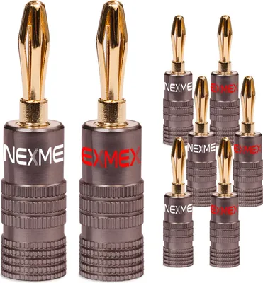 Produktbild von Bananenstecker 4mm schraubbar 8x Stecker vergoldet NEXMEX für Lautsprecherkabel