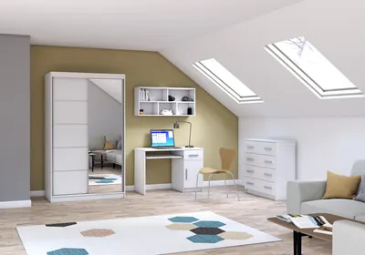 A bedroom or living space with furniture.