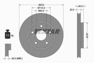 Obrázek produktu pro 2x TEXTAR 92289403 Brzdový kotouč přední nápravy