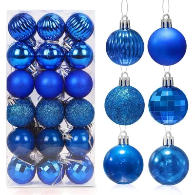 Productafbeelding van Kerstballen, blau, 36 stuks, kunststof, 4 cm, set voor kerstboomversiering