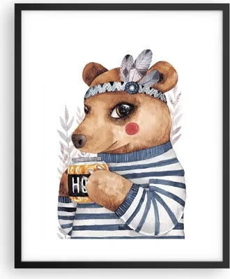 Produktbild von Gerahmtes Poster - Schwarzer Rahmen - Anthropomorphisierung Bär Kinder - 40x50 cm - Wand Bild - Wanddeko - Wandbilder - Kunstposter - Wandposter - Bilderrahmen - Bilder - Kunstdruck - P2BPA40x50-4367