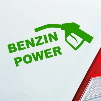 Produktbild von Auto Aufkleber Benzin Power Hoher Verbrauch Tanken 19x7 cm Hellgrün Sticker Heckscheibenaufkleber