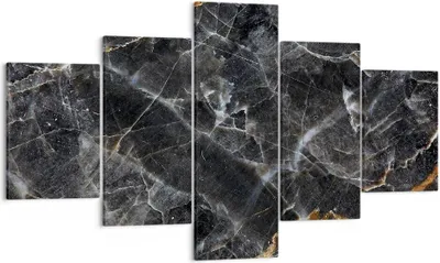 Produktbild von Bild auf Leinwand - Leinwandbild - 5 Teile - Marmor Stein Schwarz - 125x70cm - Wand Bild - Wanddeko - Wandbilder - Leinwanddruck - Bilder - Wanddekoration - Leinwand bilder - Wandbild - EA125x70-4899