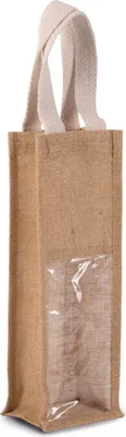 Produktbild von Kimood Flaschentasche Jute Wein Sekt Tüte Verpackung Flaschentüte, Größe:U, Farbe:Natural/Gold