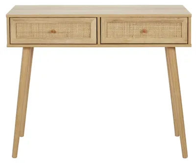 Kommode mit 2 Schubladen, Beige, 100x29x81 cm, Holz