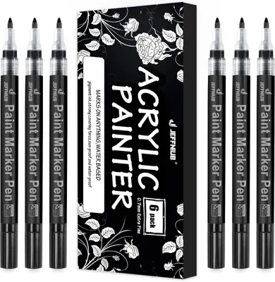 Produktbild von Acrylmarker 0.7 mm, Set von 6, wasserfest, für Stein, Keramik, Holz, Metall, Papier, Glas, Stoffe