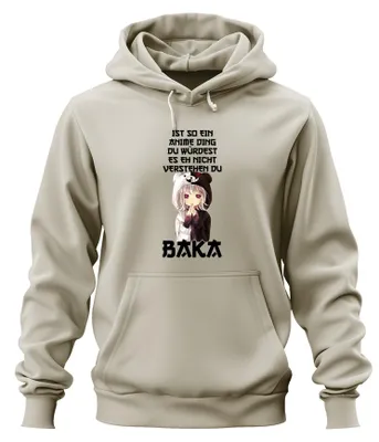 Produktbild von Anime Ding du würdest es nicht verstehen BAKA kawaii Hoodie Kapuzenpullover, Natur, M