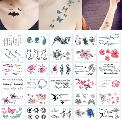 Obrázok produktu pre Dočasné tetovanie Tetovanie Body Art Malé listy Tetovacie nálepky Falošné tetovanie na ruky Nálepky pre mužov ženy (30 listov)