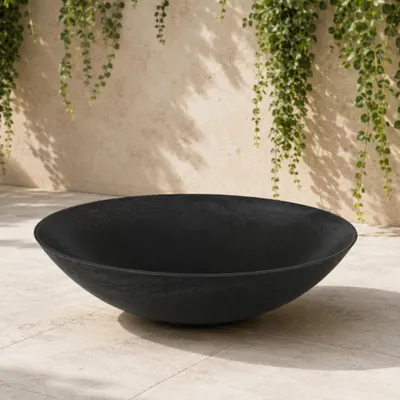 Produktbild von Flache Pflanzschale für draussen Dekoschale rund schwarz 45 cm