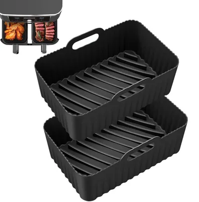 Obrázek produktu pro Silikonové formy do fritézy s horkým vzduchem, 2 kusy, obdélníkové, opakovaně použitelné, rozměry 19,5 x 13 x 8 cm