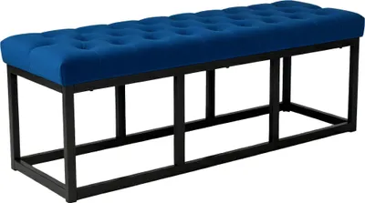 Produktbild von CLP Sitzbank Polson, Modern, Gestell schwarz, Samt, Gesteppt, Bodenschoner, Design blau Größe 120 cm