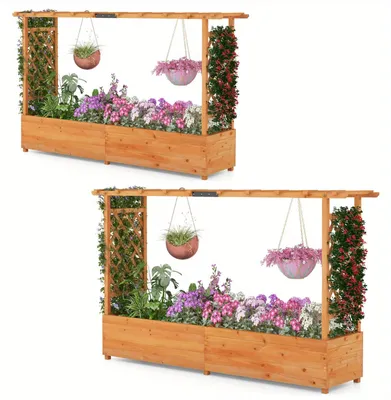 Image de Bacs de plantation verticaux en bois - Jardinières verticales - Treillis pour plantes grimpantes - Jardinières d'extérieur - Supports pour plantes