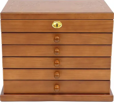 Image de 6 couches de boîtes à bijoux Boîte à bijoux avec miroir Boîte de rangement pour bijoux