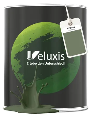 Produktbild von Wandfarbe Grün Olivgrün Matt Innenfarbe – Deckkraft Klasse 1, VOC-frei, Ohne Grundierung, Tropfarm – Wohnzimmer & Schlafzimmer – 2,5L – Veluxis (Olive Grove)