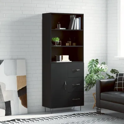 Produktbild von vidaXL Highboard Schwarz 69,5x34x180 cm Holzwerkstoff