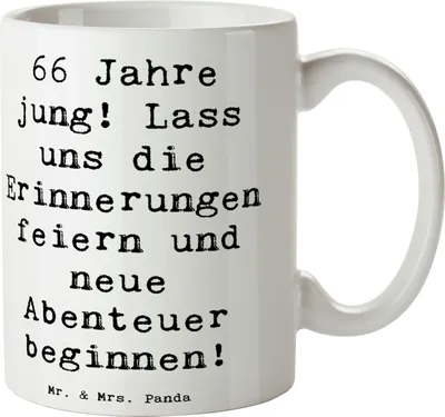 Produktbild von Mr. & Mrs. Panda Kaffeetasse Spruch 66. Geburtstag Feiern - Weiß - Geschenk, Geburtstagsgeschenk, unvergesslicher Moment, Becher, Bedruckte Tasse, Teetasse, Jubiläum
