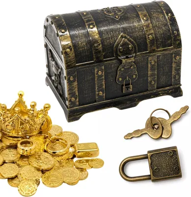 Produktbild von Schatzkiste mit Schloss, 1-teilig, Bronzeoptik, für Dekoration