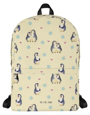 Produktbild von Mr. & Mrs. Panda Rucksack Pinguin umarmen - Gelb - Geschenk, Liebe, Hochzeitsgeschenk, Umarmung Verliebt, Verknallt, Business-Rucksack, Unirucksack, Hochzeitstag