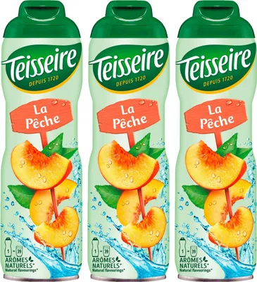 Produktbild von Teisseire Getränke-Sirup Peach/Pfirsich 600ml - Intensiv im Geschmack (3er Pack)