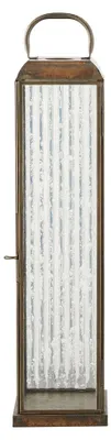 Image de Lanterne Herslev moyenne en verre et métal effet laiton antique 12x12x49 cm