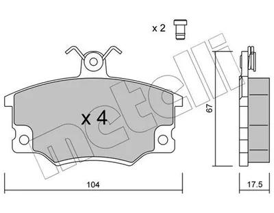 Produktbild von METELLI 22-0030-1 Bremsbeläge Satz Vorne Bremsklötze für FIAT BARCHETTA (183) PUNTO (176) Uno Schrägheck (146) 124 Spider (124) für LANCIA DELTA I