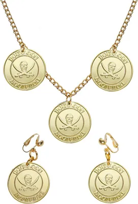 Produktbild von Piratin Schmuck-Set Halskette und Ohrringe 3-teilig gold - Einheitsgröße