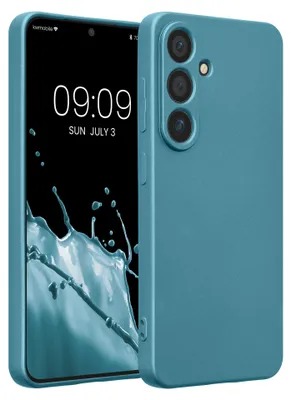 Produktbild von kwmobile Handyhülle für Samsung Galaxy S25 Hülle - weiche Silikon Case metallisch schimmernd - Schutzhülle Cover - Metallic Karibikblau