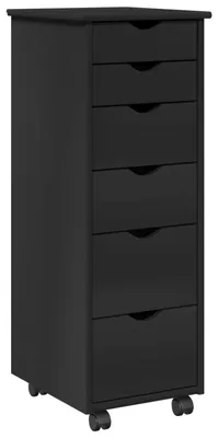 Produktbild von vidaXL Rollschrank Mit Rad Schwarz 34 x 39 x 93,5 cm Massivholz Kiefer