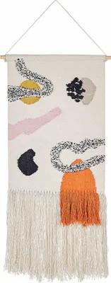 Zdjęcie produktu dla BELIANI Dekoracja ścienna wielokolorowa bawełniana poliester 44 x 123 cm ręcznie robiona ozdoba z frędzlami geometryczny wzór boho do salonu sypialni