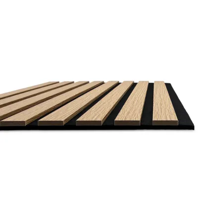 Produktbild von Akustikpaneele in Holzoptik 60 x 30 cm als Schallabsorber - 4er Set - Deko Schallschutz Wandvertäfelung für 0,72m²