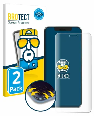 A product shot of a screen protector packaging and a smartphone with a screen protector applied.