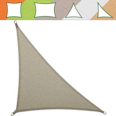A collage showing different shapes of shade sails and a large triangular shade sail in the foreground.