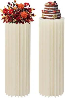 Produktbild von Blumenständer aus Karton - Zylindersockel Tisch - Faltbar - Mit Acrylplatte - Deko für Hochzeit und Party - Weiß