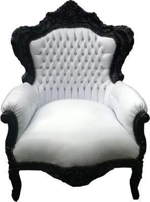 Produktbild von Barock Sessel "King" Weiß/Schwarz Lederoptik