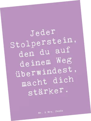 Produktbild von Mr. & Mrs. Panda Postkarte Spruch Stolpersteine im Alltag meistern - Lavendeltraum - Geschenk, Stärke, Trost, Postkarten, Zuversicht, Motivation, Fotokarte, Mutmacher