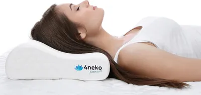 Produktbild von Orthopädisches Nackenkissen aus Memory-Schaum – ergonomisches Schlafkissen mit gesteppter Baumwollhülle, 50 × 32 × 11/9 cm