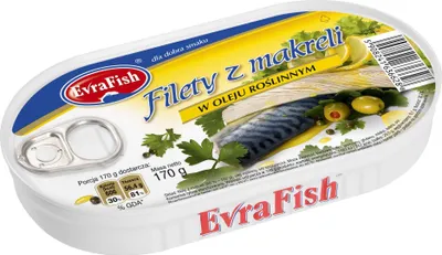 Zdjęcie produktu dla EVRAFISH filety z makreli w oleju 170 g