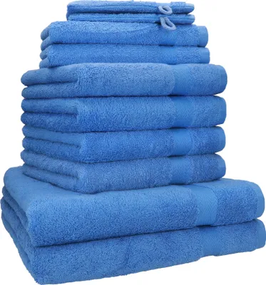 Produktbild von Betz 10-tlg. Handtuch-Set PREMIUM 2 Duschtücher 4 Handtücher 2 Gästetücher 2 Waschhandschuhe  Farbe: hellblau