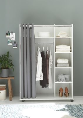 Kleiderschrank rollbar Kleideraufbewarhung Holzschrank Schrank Regal "Jill II"