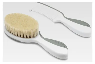 Produktbild von Set aus Kamm und Bürste mit natürlichen Schafswollborsten - Haarpflegeset - GRÜN