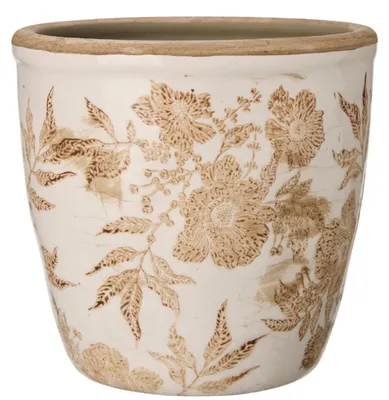 Produktbild von Donika Keramiktopf Beige Verziert 17x16 cm Blumen