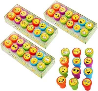 Produktbild von 36 verschiedene Emoji-Stempel für Kinder, Stempelset, selbstfärbende Stempel für Kinder, ideal für Geburtstagsfeiern, als Mitgebsel, als Dankeschön-Geschenk