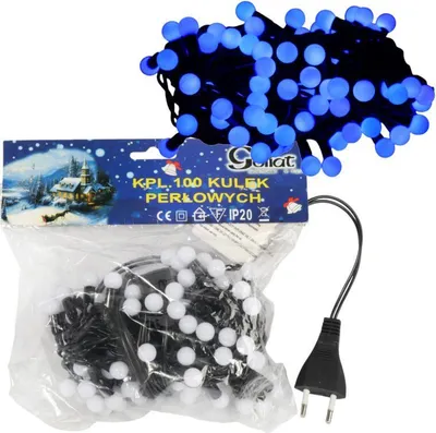 Zdjęcie produktu dla Lampki choinkowe na sznurze 100 LED PEREŁKI NIEBIESKIE