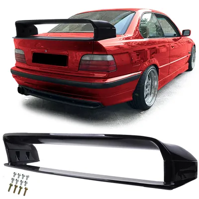 Obrázek produktu pro Černý, lesklý spoiler pro BMW E36 sedan/kupé, rok výroby 1990-1998, sportovní křídlo vyrobené z ABS plastu