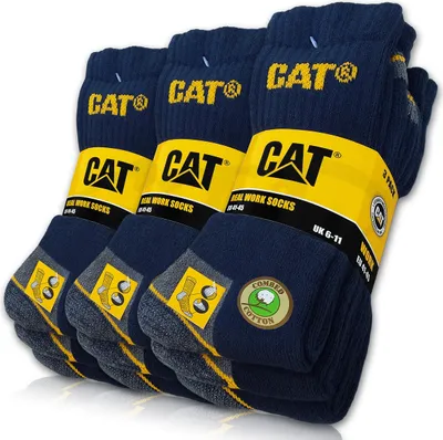 Produktbild von 9 Paar CAT® CATERPILLAR REAL WORK SOCKS Damen Herren Arbeitssocken Business Socken Strümpfe in Blau und Größe 41-45