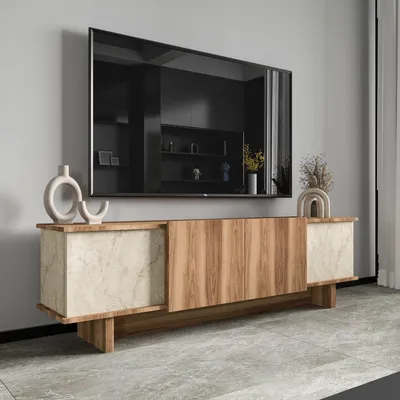 Immagine prodotto di Clusone - Mobile Porta tv, 180x33x50h cm Beige Marmo, un Ripiano