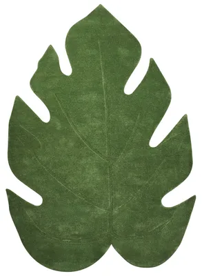 Produktbild von BELIANI Teppich Grün Wolle Einfarbig Asymmetrisch 160x230 cm Blattförmig ohne Muster Moderner Kurzhaar Kurzflor Wohn- & Schlafzimmer Wollteppich