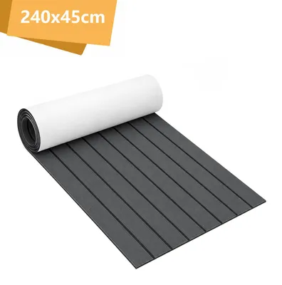 Immagine prodotto di Pavimentazione in EVA antiscivolo, effetto legno, per interni ed esterni, adatta per yacht. Tappetino autoadesivo, colore grigio scuro, dimensioni 240x45 cm